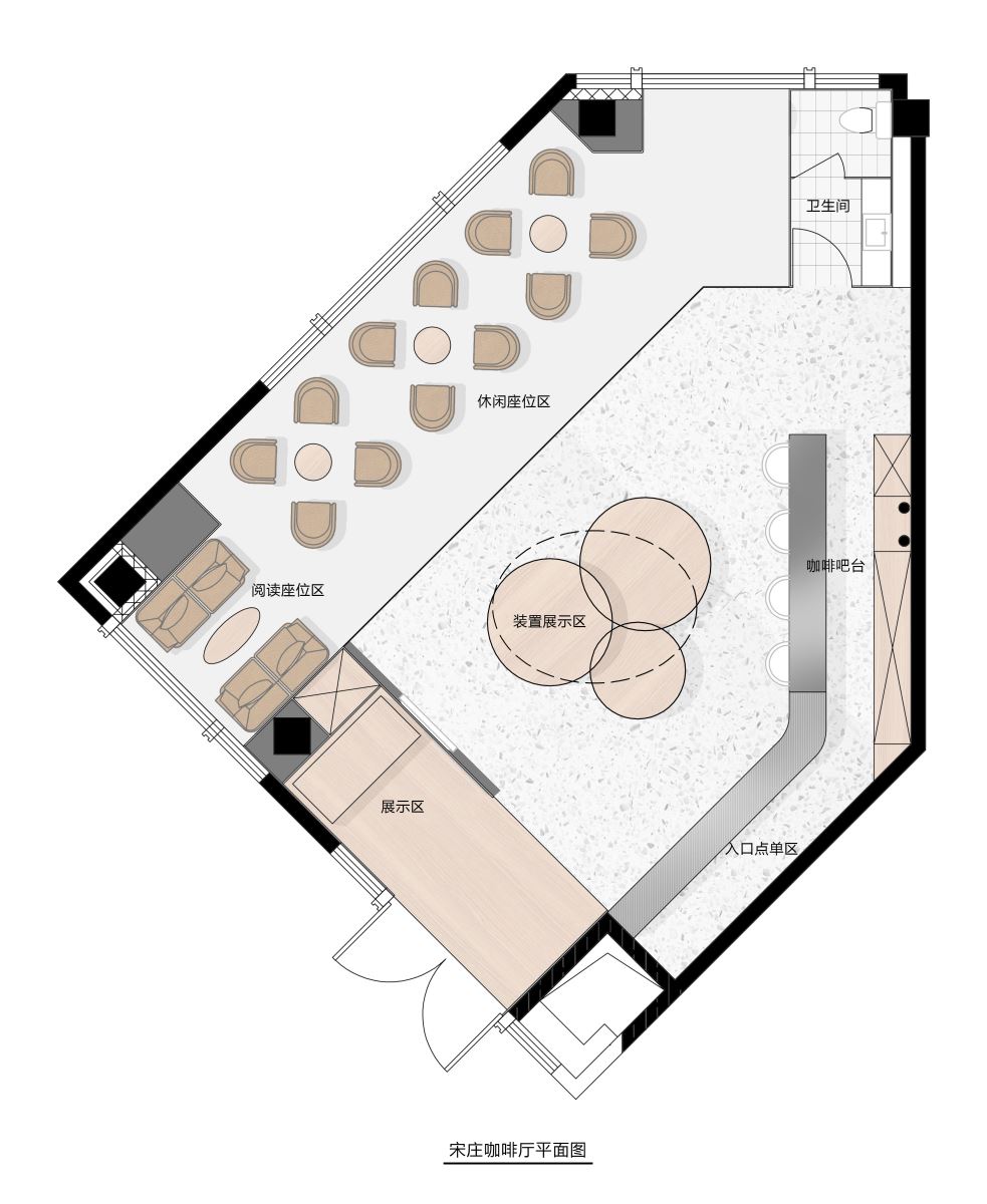 咖啡厅平面图 plan of the cafe